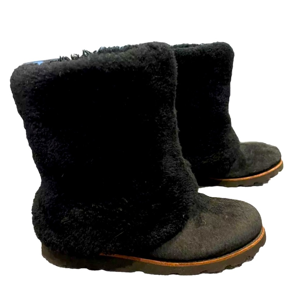 UGG Maylin Black Womens Pull On Sheepskin Shearling Cuff Boots 3220W BLK Sz 6